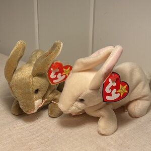 90s Ty Beanie Babies bunny rabbits Nibby Nibbler Bunny Rabbit Retired 1990s LOT